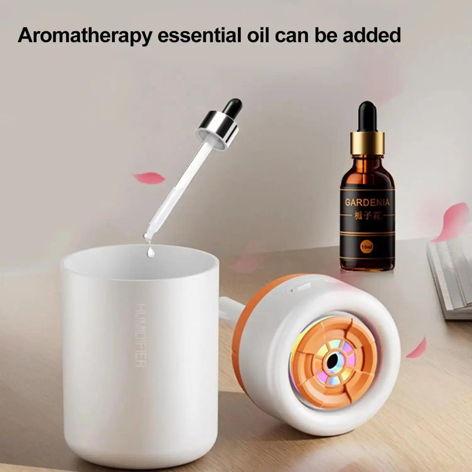 Mini USB Humidifier  Essential Oil Diffuser - Aromatherapy Mist Maker with Colorful Lights for Car  Home