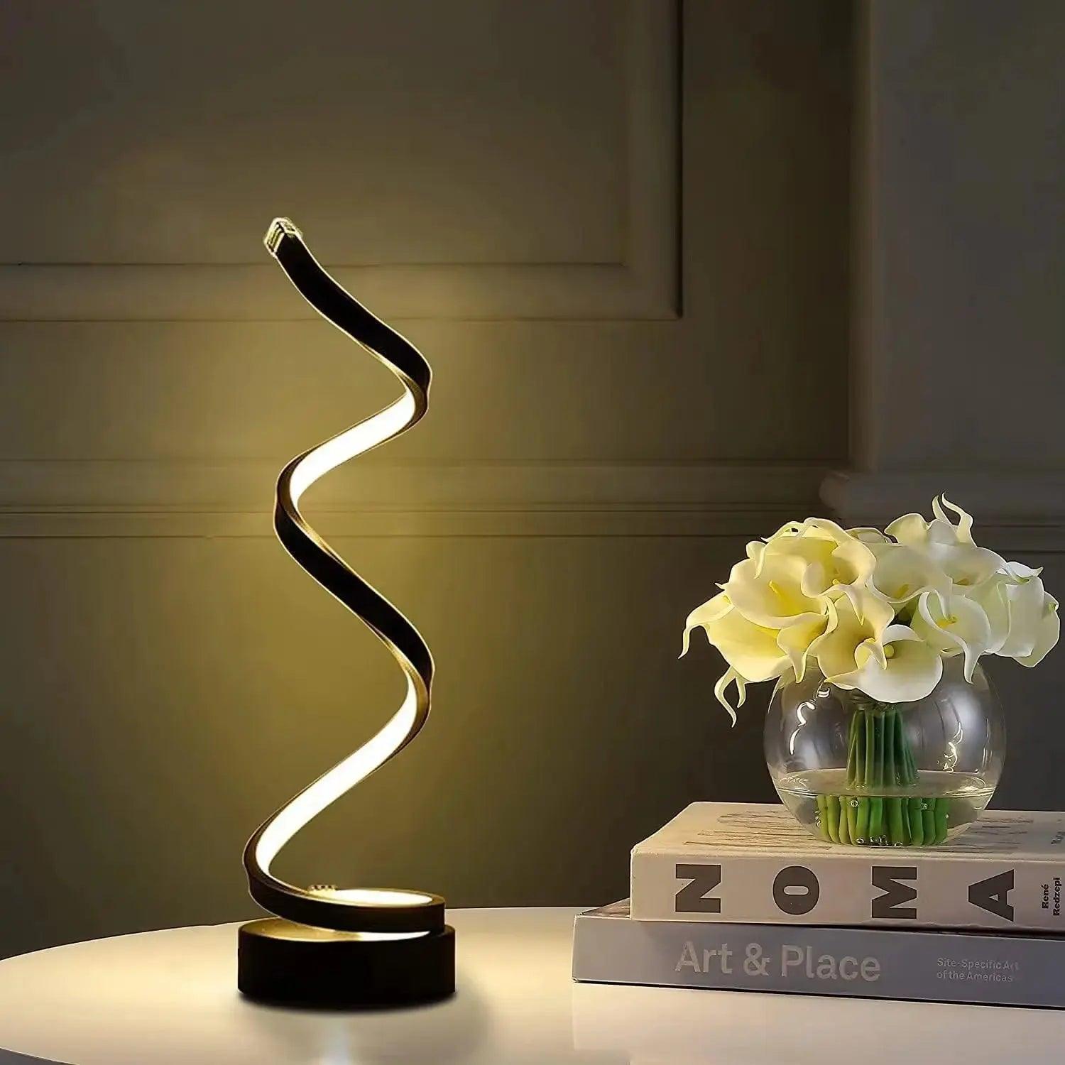 Modern Spiral LED Table Lamp | Dimmable Bedside & Nightstand Lighting