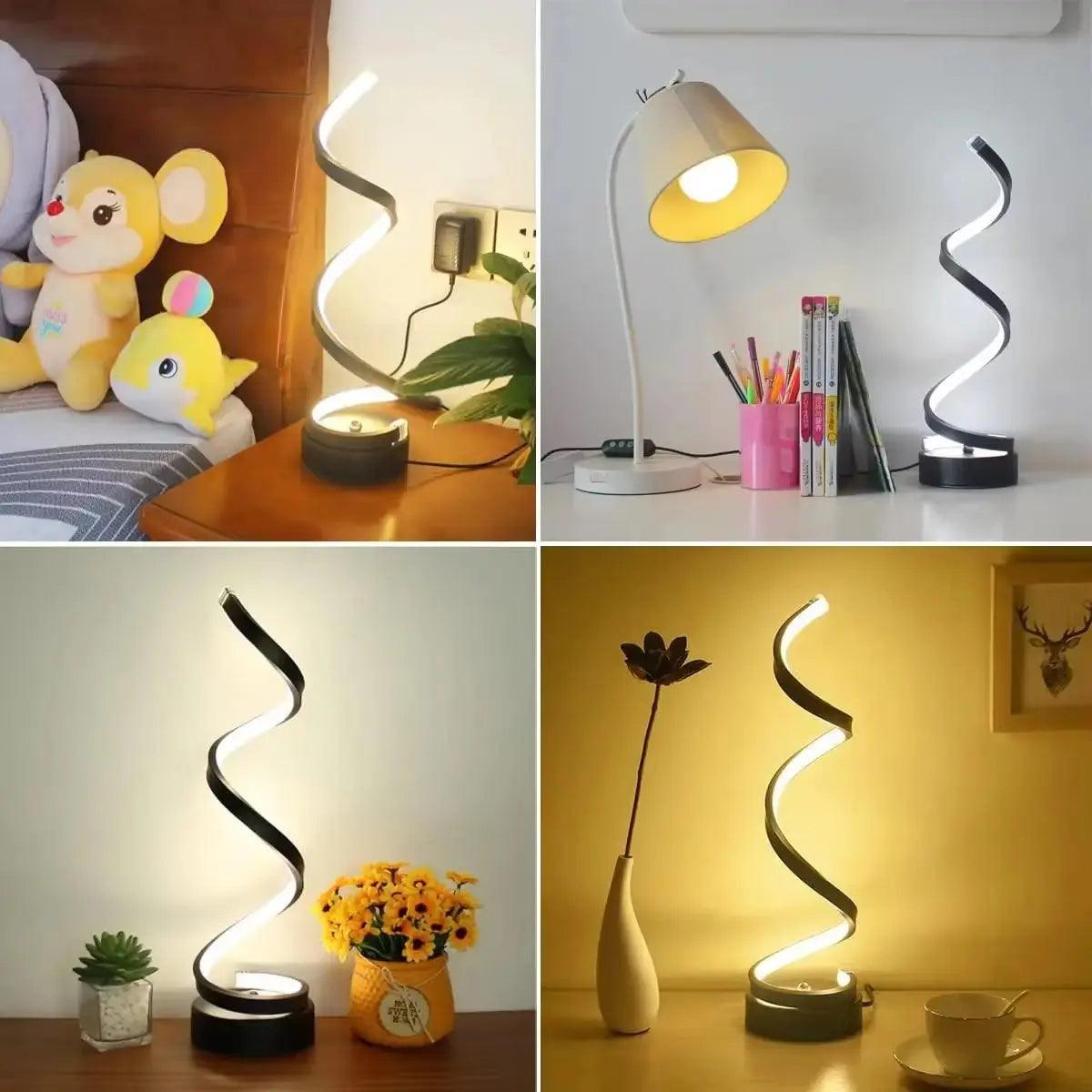 Modern Spiral LED Table Lamp | Dimmable Bedside & Nightstand Lighting