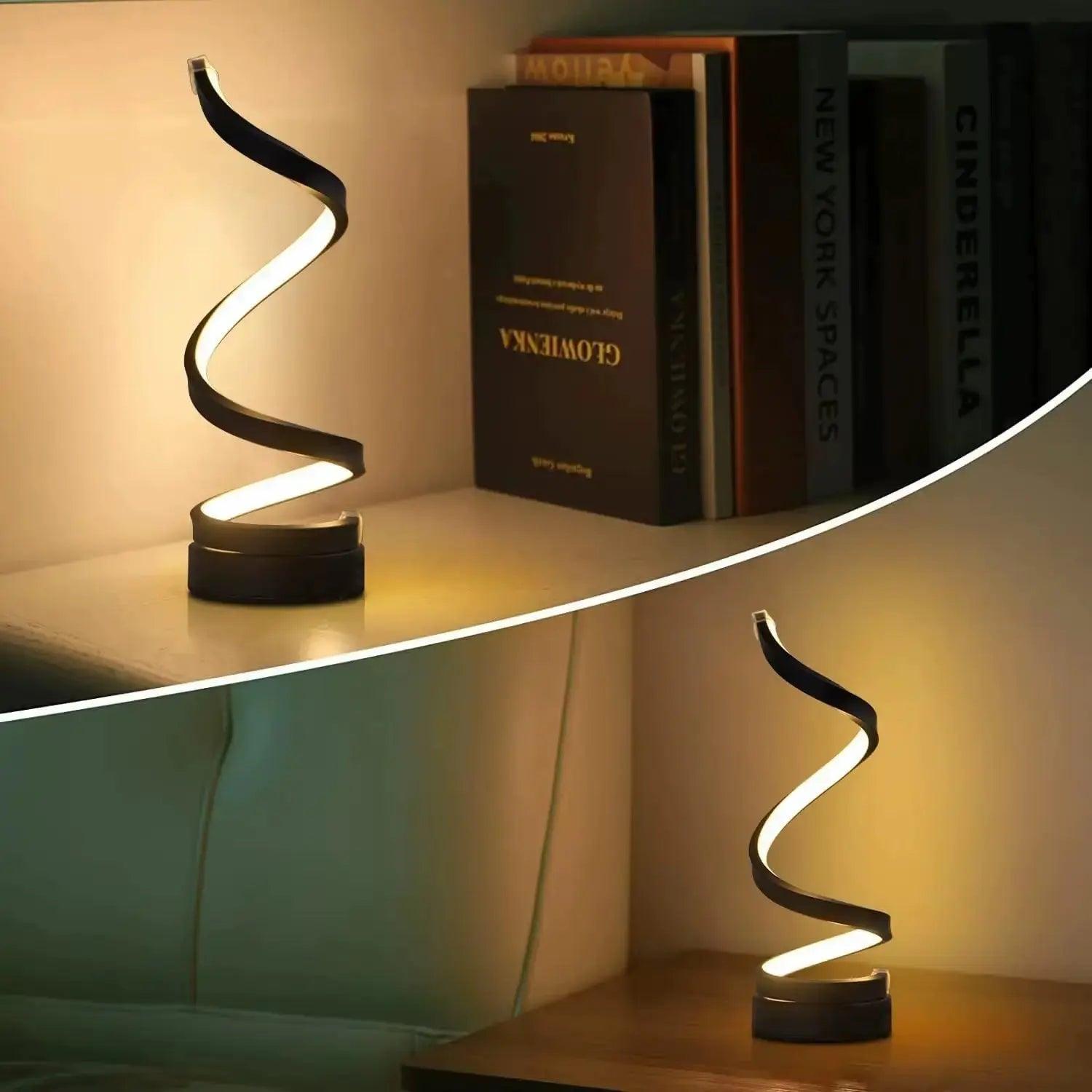 Modern Spiral LED Table Lamp | Dimmable Bedside & Nightstand Lighting