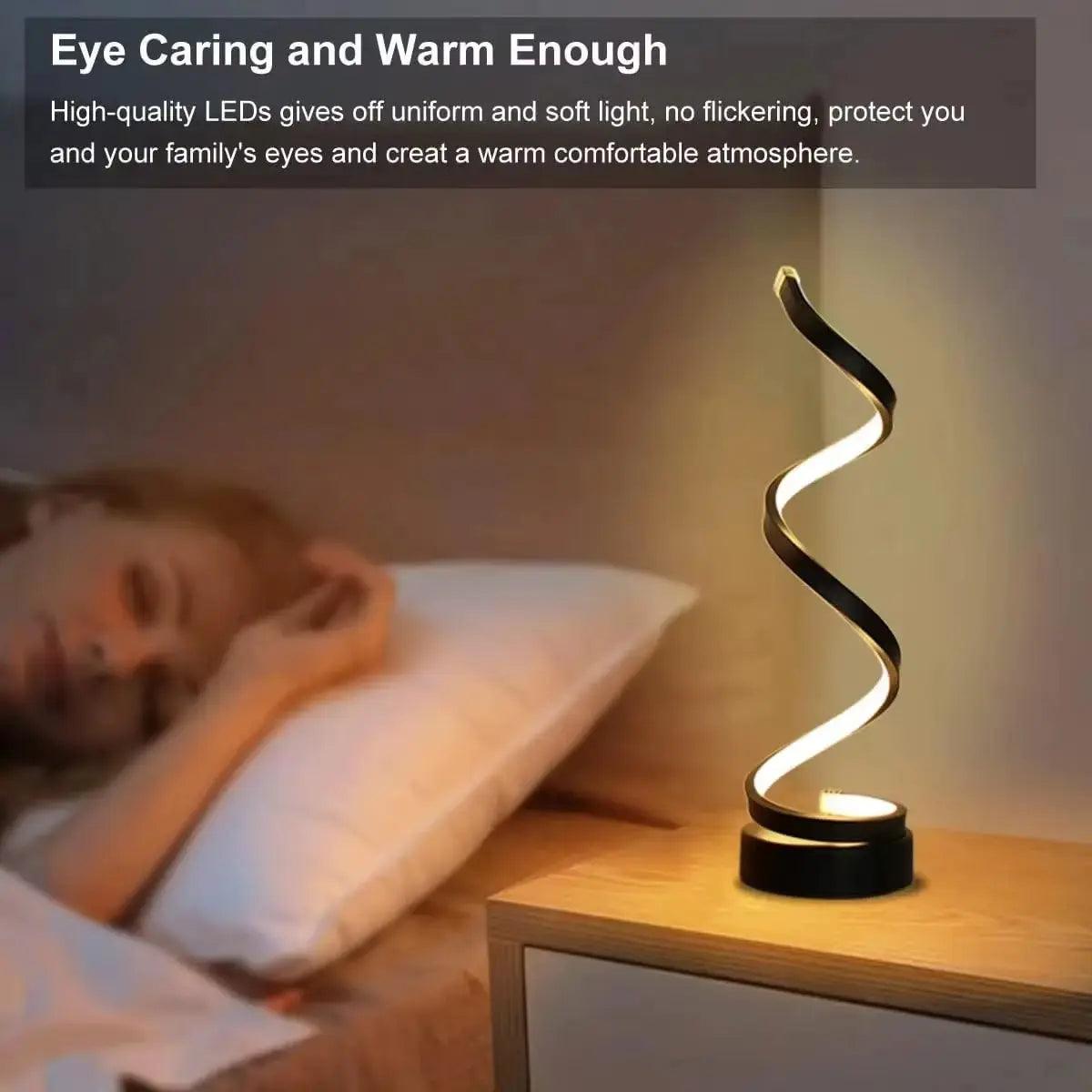 Modern Spiral LED Table Lamp | Dimmable Bedside & Nightstand Lighting - STOREBLITZ