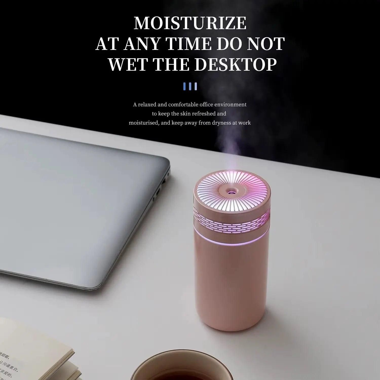 Portable Car Humidifier - Mini USB Essential Oil Diffuser with LED Light 250ML