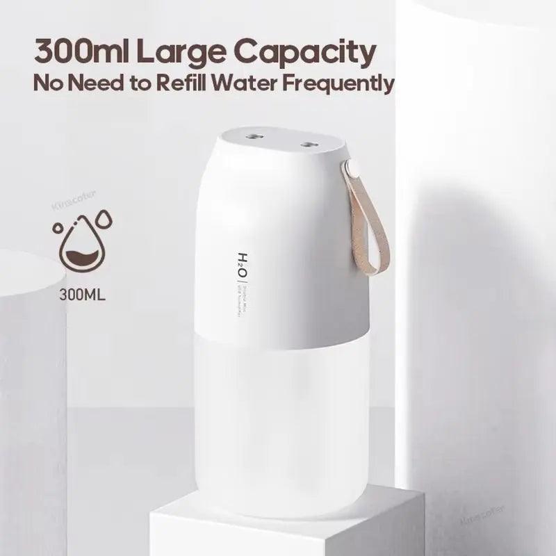 Humidificateur USB portable à double brume | Désodorisant pour voiture 300 ml avec batterie 2000 mAh