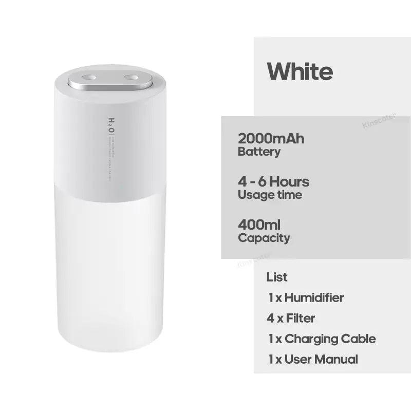 Portable Dual-Mist USB Humidifier | 300ML Car Air Freshener with 2000mAh Battery