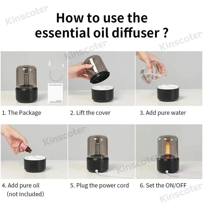 Mini diffuseur d'arômes portable - Humidificateur d'huiles essentielles USB avec veilleuse