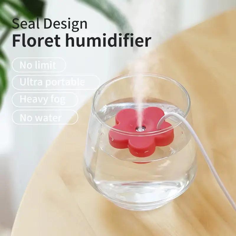 Portable USB Mini Humidifier | Flower Aroma Mist Diffuser for Home & Office