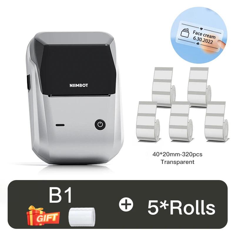 Portable Thermal Label Printer - NIIMBOT B1 Mini Bluetooth Adhesive Sticker Maker