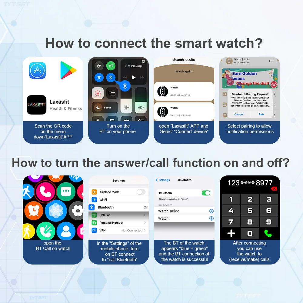 LAXASFIT H9 Smartwatch - Bluetooth Heart Rate  Calorie Tracker