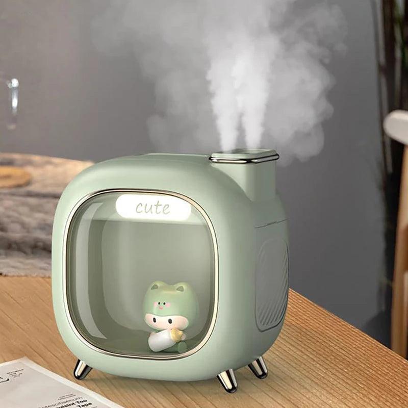 Mini USB Double Spray Humidifier - Night Light Aroma Hydration Device for Home and Bedroom