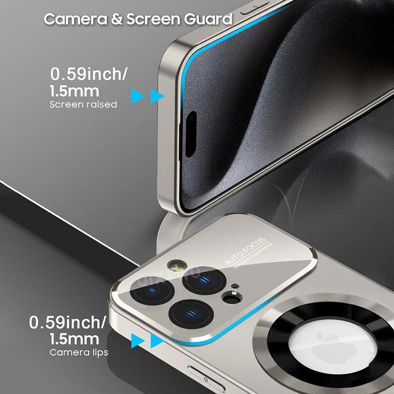 Magnetic Wireless Charging Case for iPhone 11-16 Pro Max - Shockproof with Glass Camera Lens