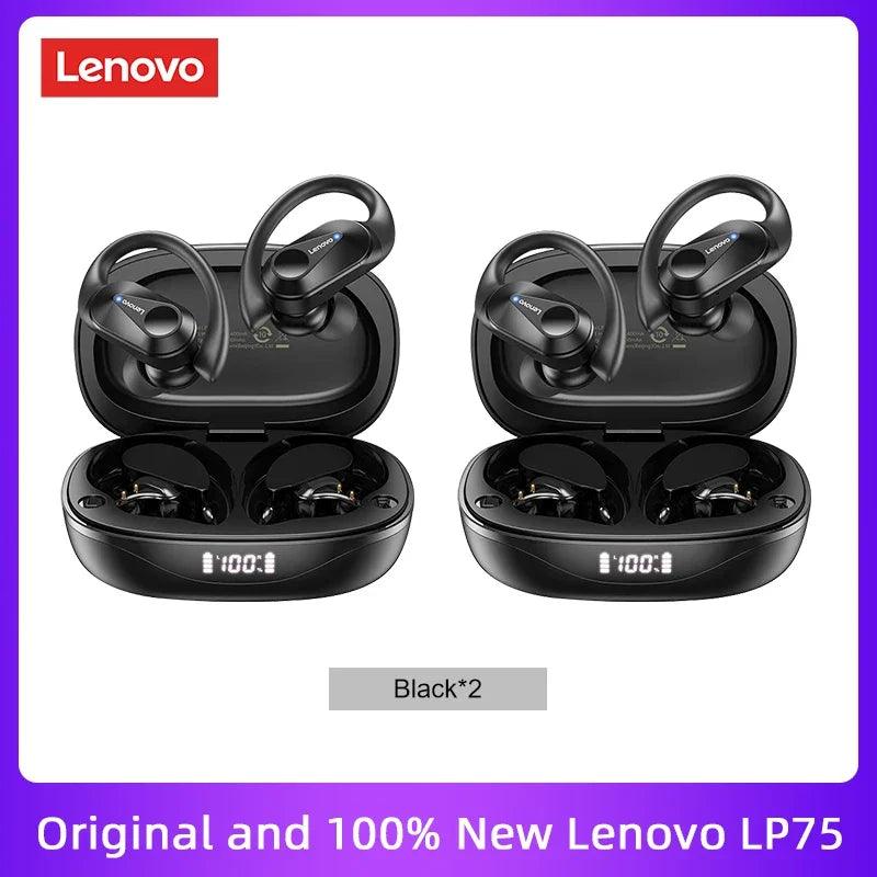 Lenovo LP75 TWS Bluetooth 53 Headphones - Wireless LED Display Noise Reduction Waterproof