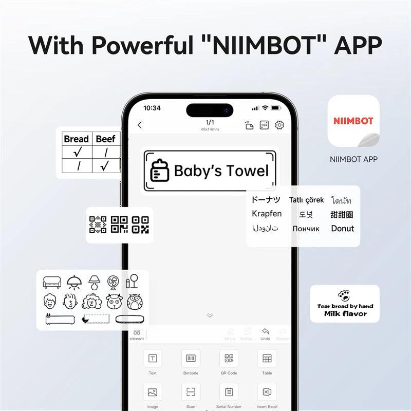 Portable Thermal Label Printer - NIIMBOT B1 Mini Bluetooth Adhesive Sticker Maker