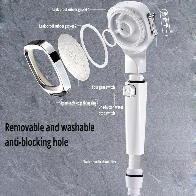 High Pressure Water Saving Shower Head - 3 Modes Adjustable Massage Sprayer