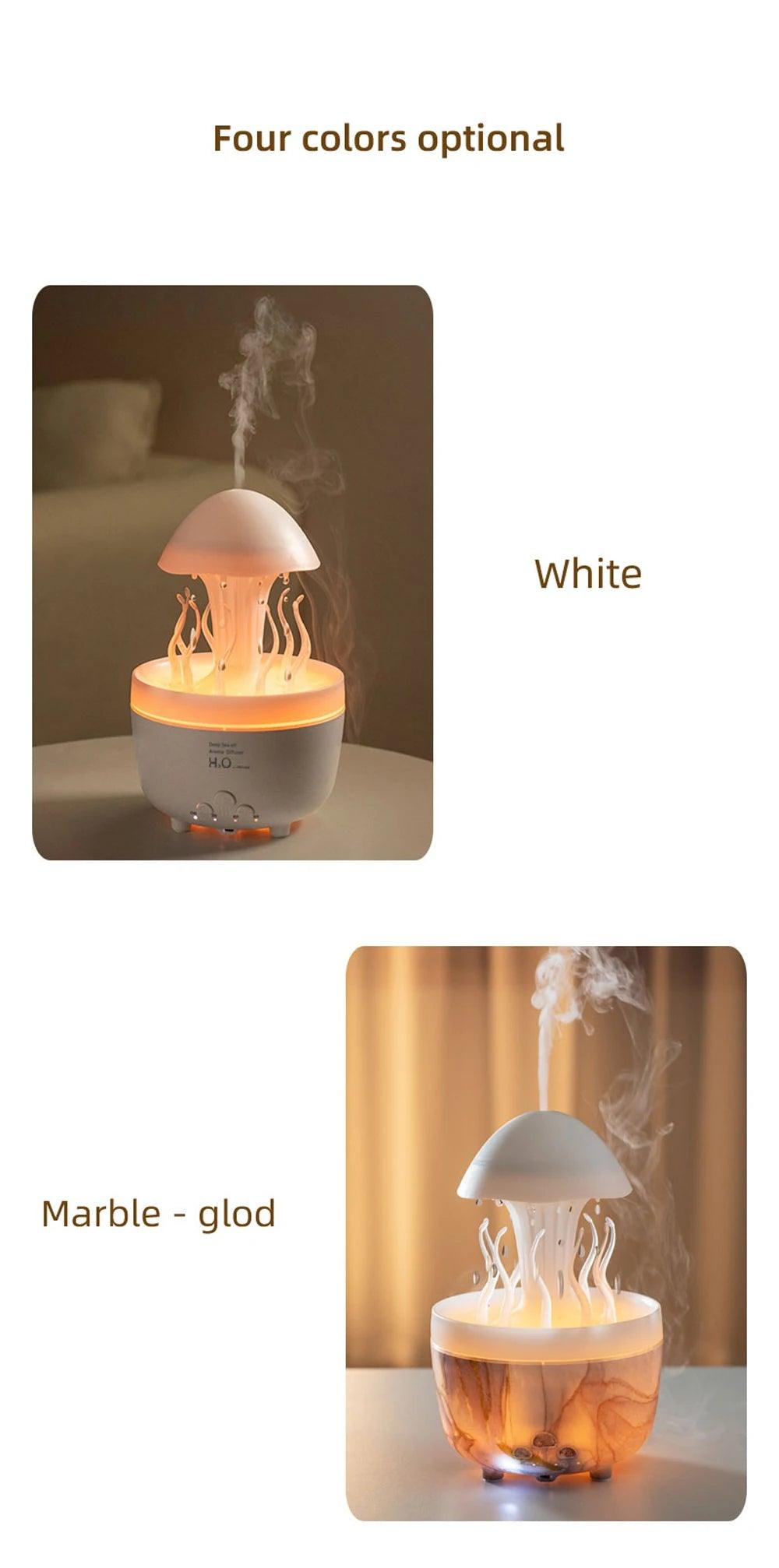 Aromatherapy Humidifier with Rotating Raindrop Light - Essential Oil Diffuser