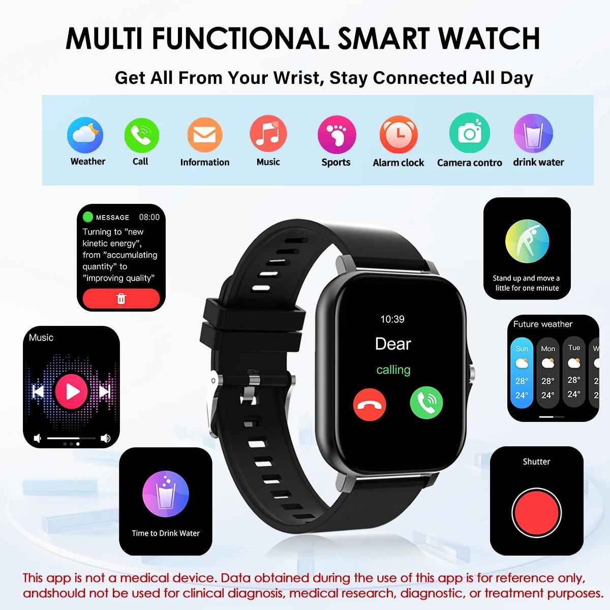 Smartwatch with Bluetooth Call - Music  Fitness Tracker for Android