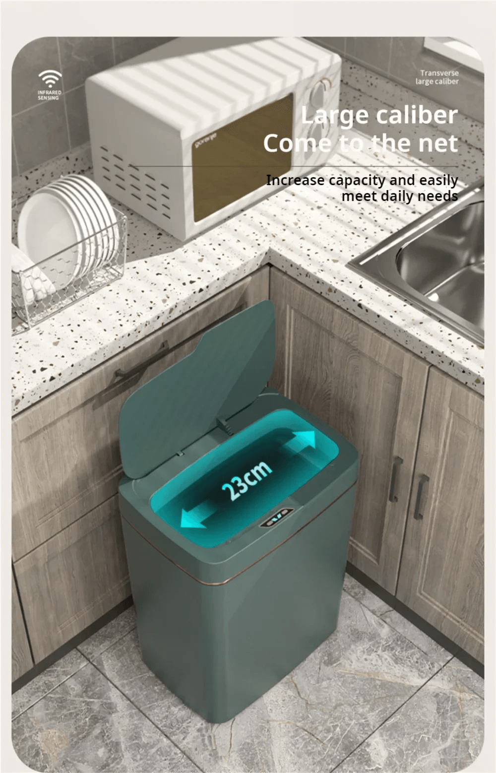 Smart Sensor Trash Can - 15L Automatic Non-Contact White Bathroom Bin