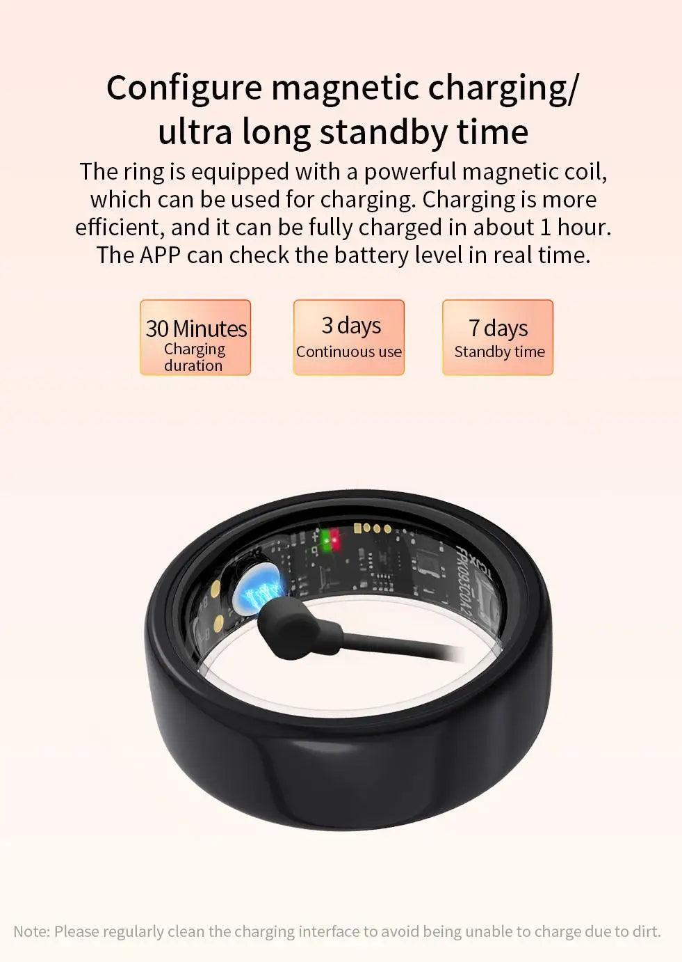 Smart Health Ring - Blood Pressure  Sleep Monitor IP68 Waterproof Remote Exercise Care