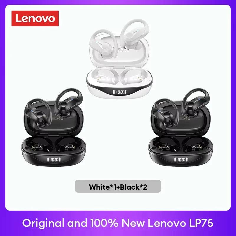 Lenovo LP75 TWS Bluetooth 53 Headphones - Wireless LED Display Noise Reduction Waterproof