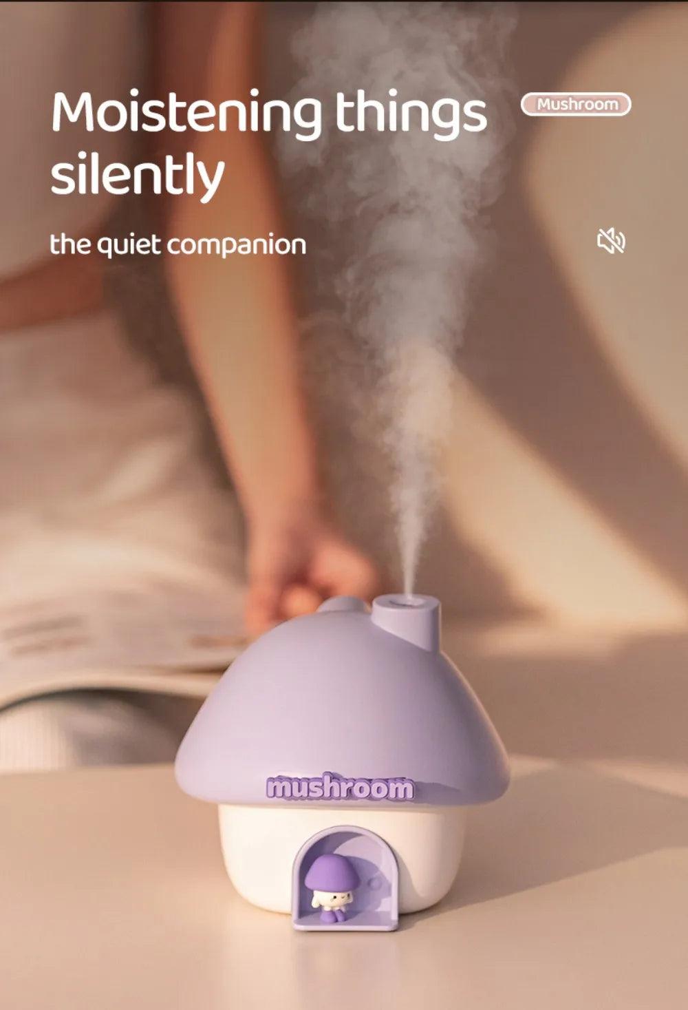 Colorful Mushroom House Humidifier - 300ml Mini Essential Oil Diffuser with Ultrasonic Technology