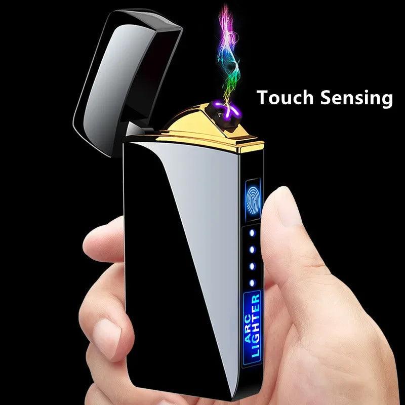 Flameless USB Plasma Lighter - Rechargeable Windproof Double Arc with LED Display