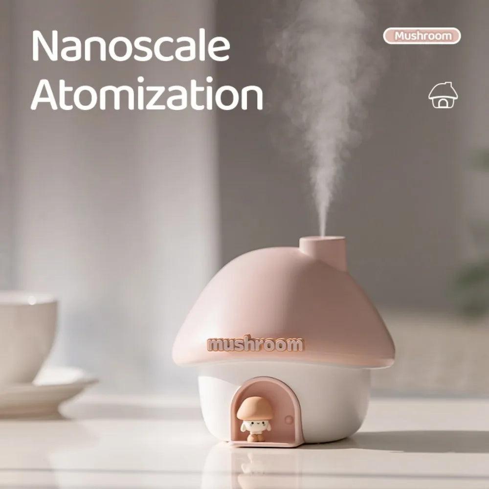 Colorful Mushroom House Humidifier - 300ml Mini Essential Oil Diffuser with Ultrasonic Technology