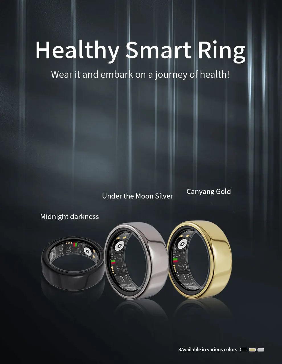 Smart Health Ring - Blood Pressure  Sleep Monitor IP68 Waterproof Remote Exercise Care