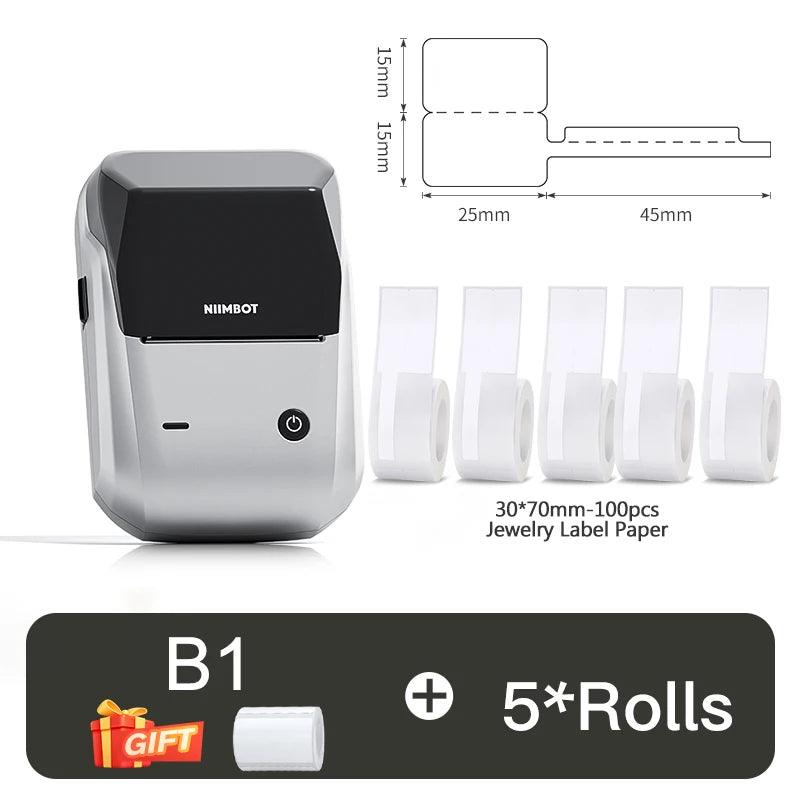 Portable Thermal Label Printer - NIIMBOT B1 Mini Bluetooth Adhesive Sticker Maker