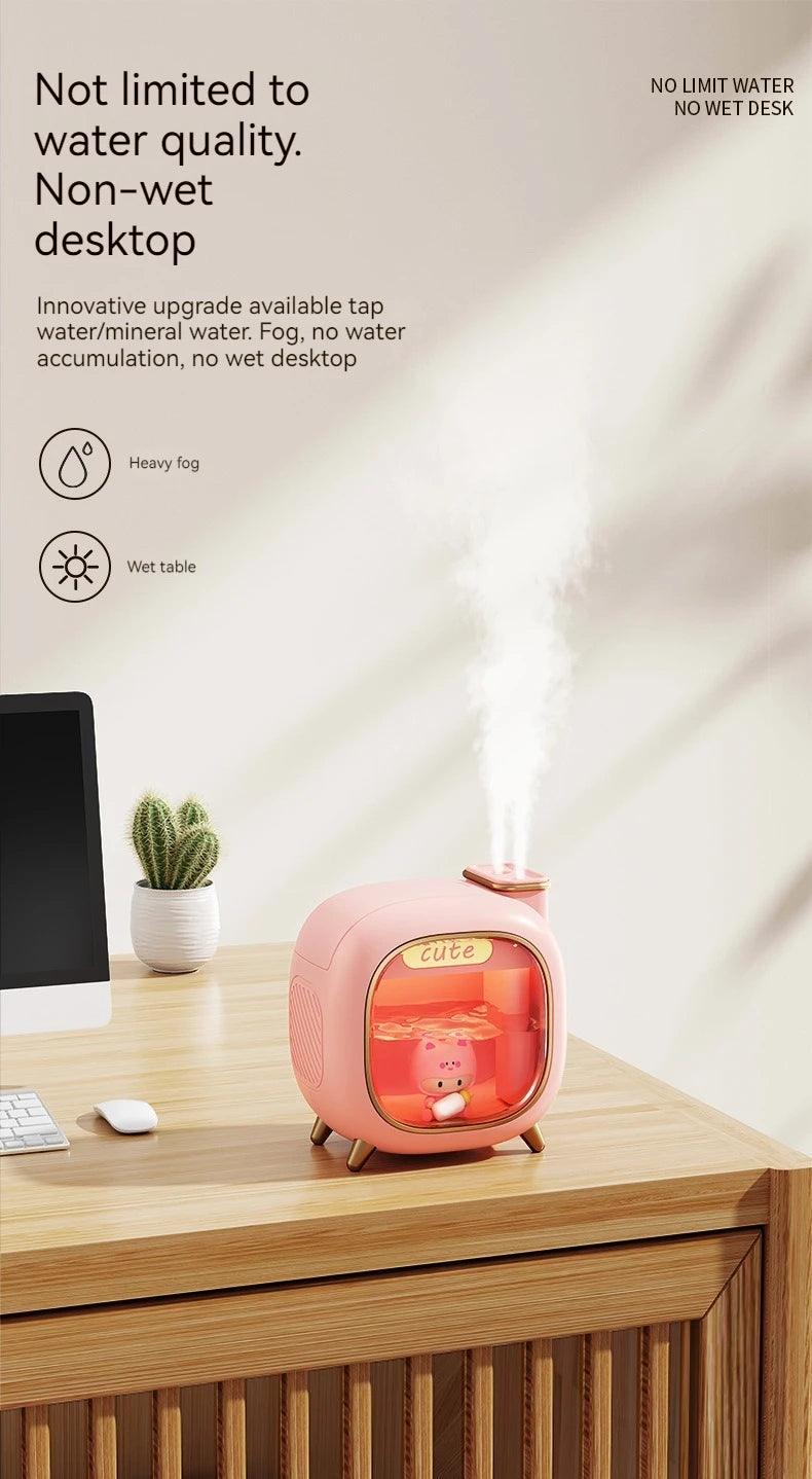 Mini USB Double Spray Humidifier - Night Light Aroma Hydration Device for Home and Bedroom