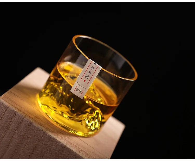 3D Mountain Whiskey Glass - Glacier Old Fashioned Tumblers in Wooden Gift Box