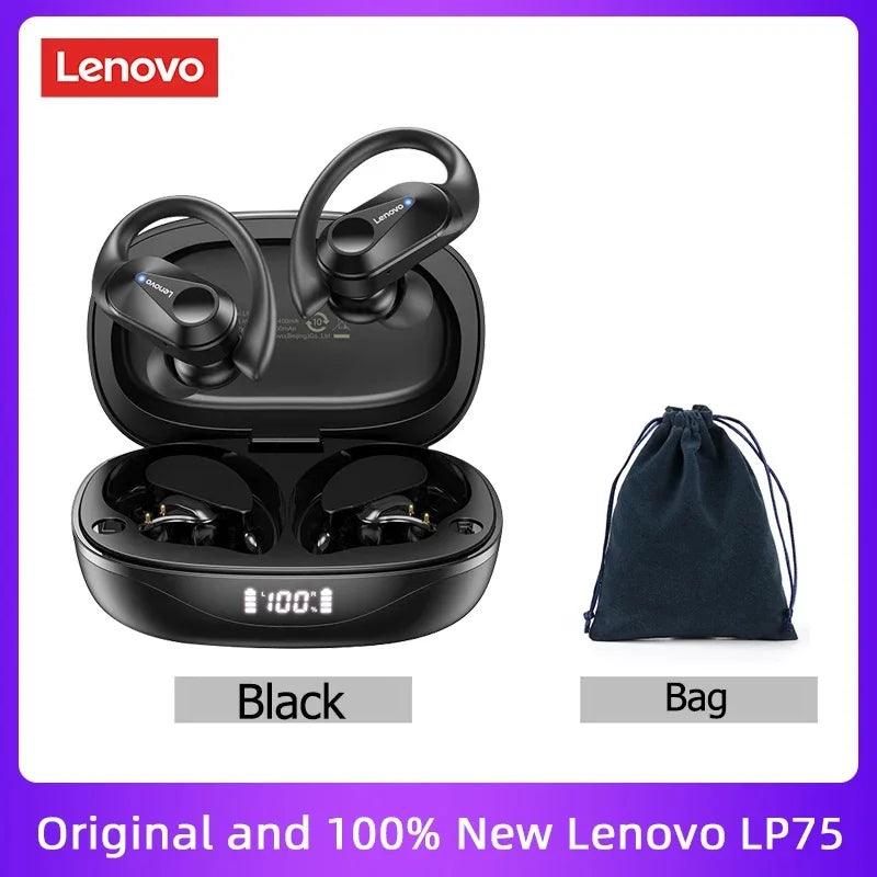 Lenovo LP75 TWS Bluetooth 53 Headphones - Wireless LED Display Noise Reduction Waterproof