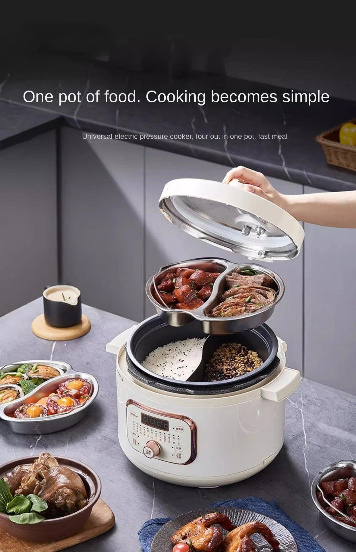 220V Electric Pressure Cooker - 2-in-1 Multifunctional Non-Stick Rice Cooker with Steamer