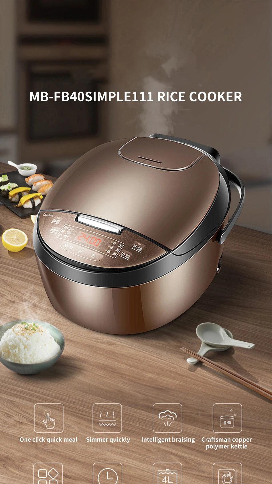 Midea 4L Mini Rice Cooker - Multifunctional for 2-4 People with Smart Features