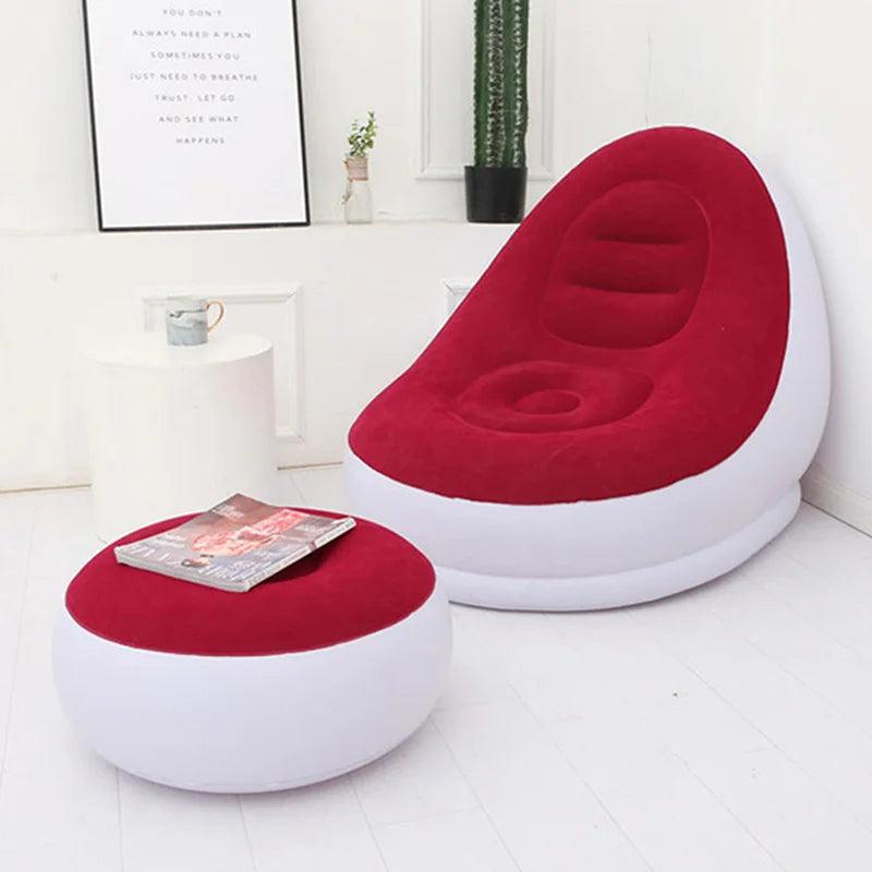 Inflatable Lazy Sofa Chair - Foldable PVC Flocking Lounge Set