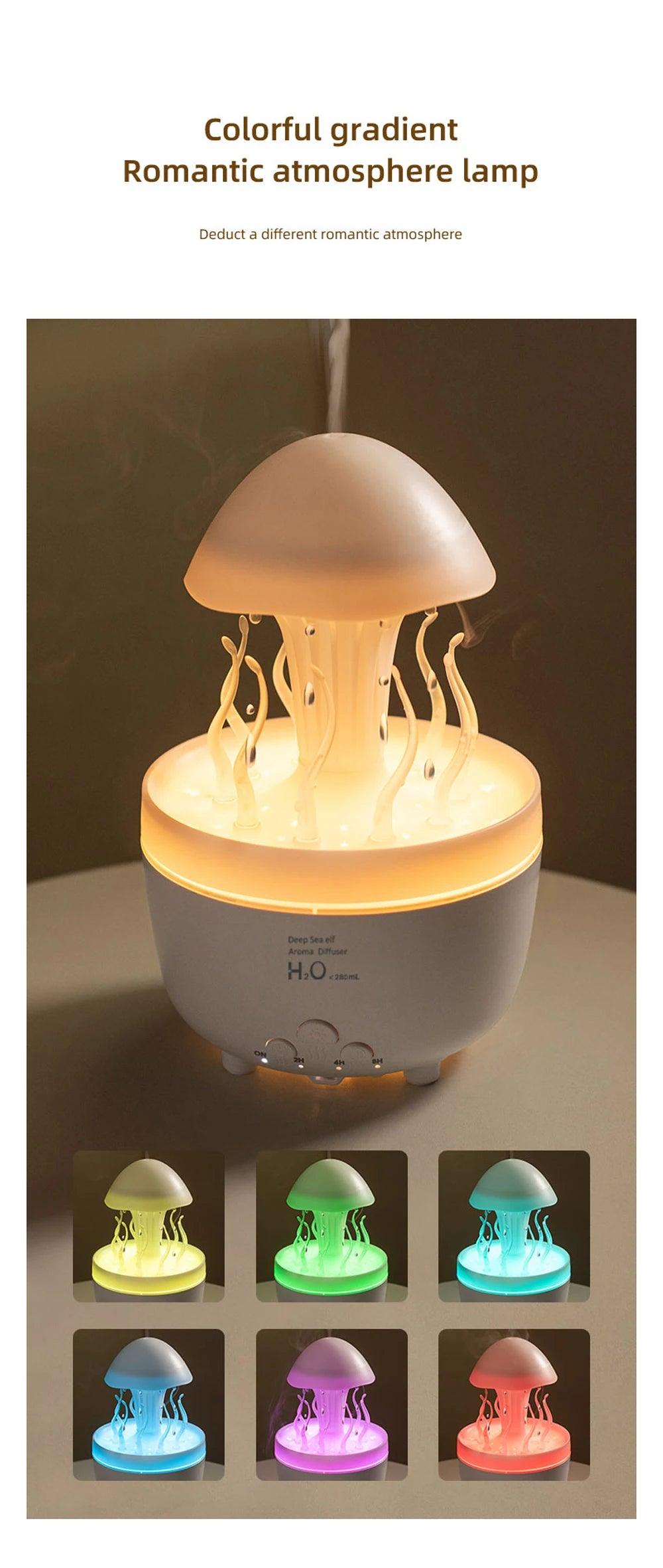 Aromatherapy Humidifier with Rotating Raindrop Light - Essential Oil Diffuser