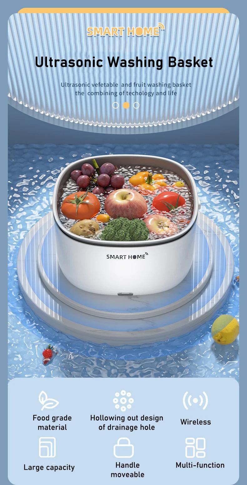 Ultrasonic Fruit and Vegetable Washing Machine - Large Capacity Food Purifier