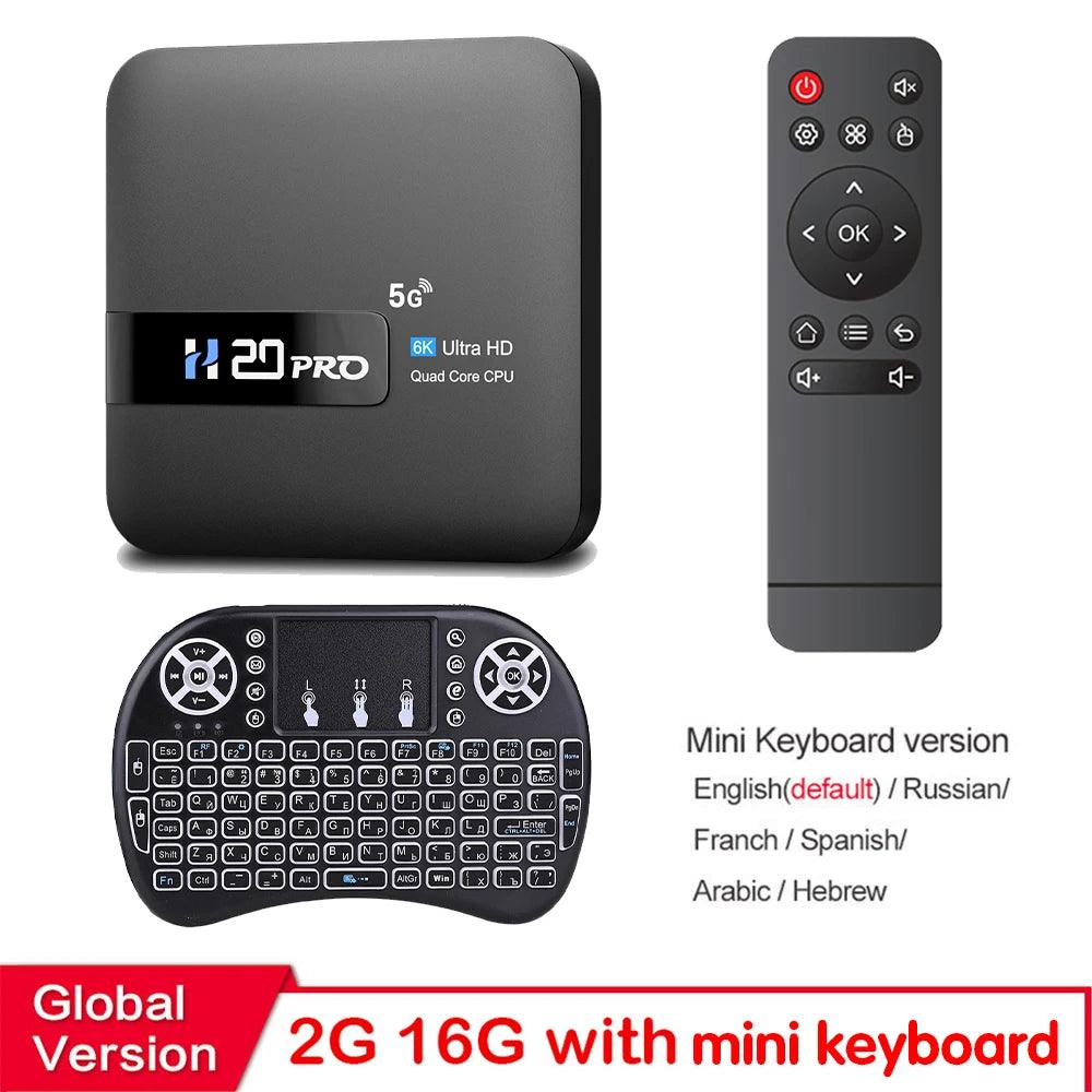 H20PRO Android TV Box - 4K Media Player Android 100 16GB Dual Band WiFi