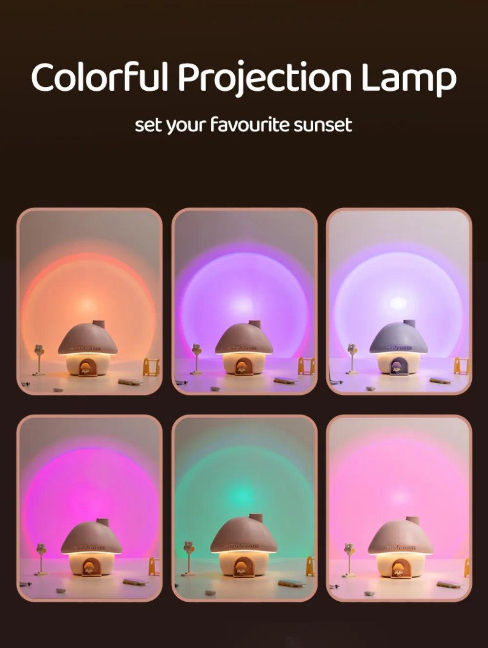 Colorful Mushroom House Humidifier - 300ml Mini Essential Oil Diffuser with Ultrasonic Technology