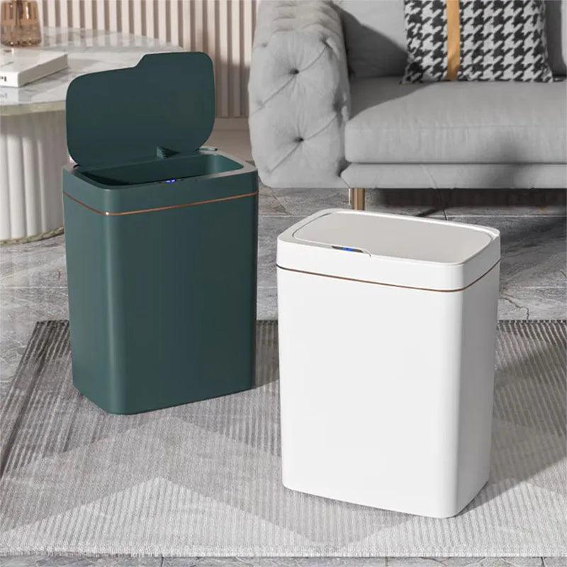 Smart Sensor Trash Can - 15L Automatic Non-Contact White Bathroom Bin