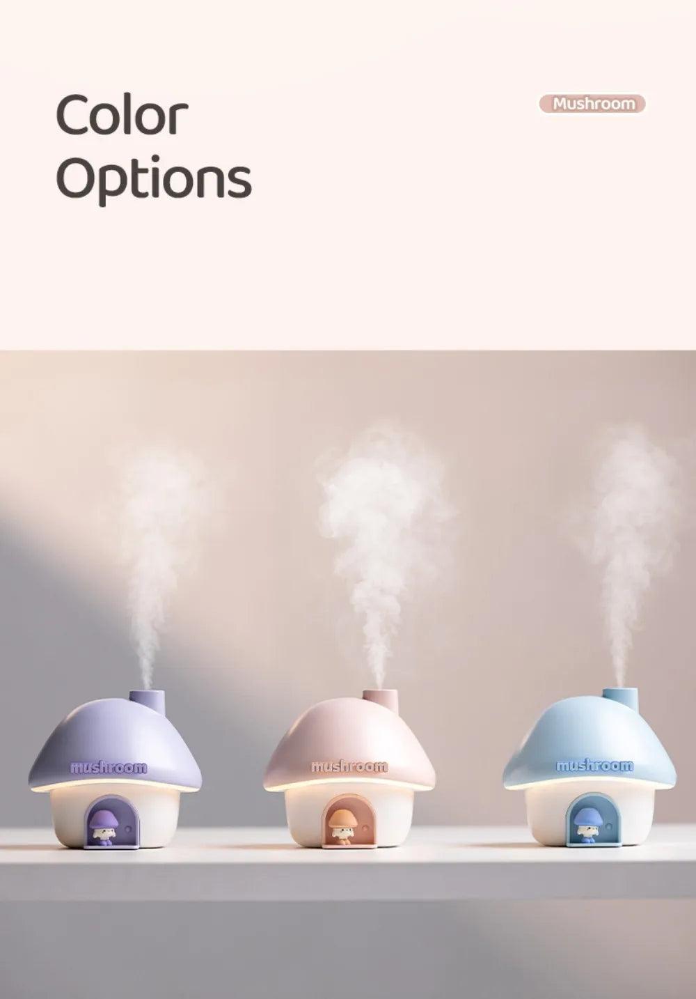 Colorful Mushroom House Humidifier - 300ml Mini Essential Oil Diffuser with Ultrasonic Technology