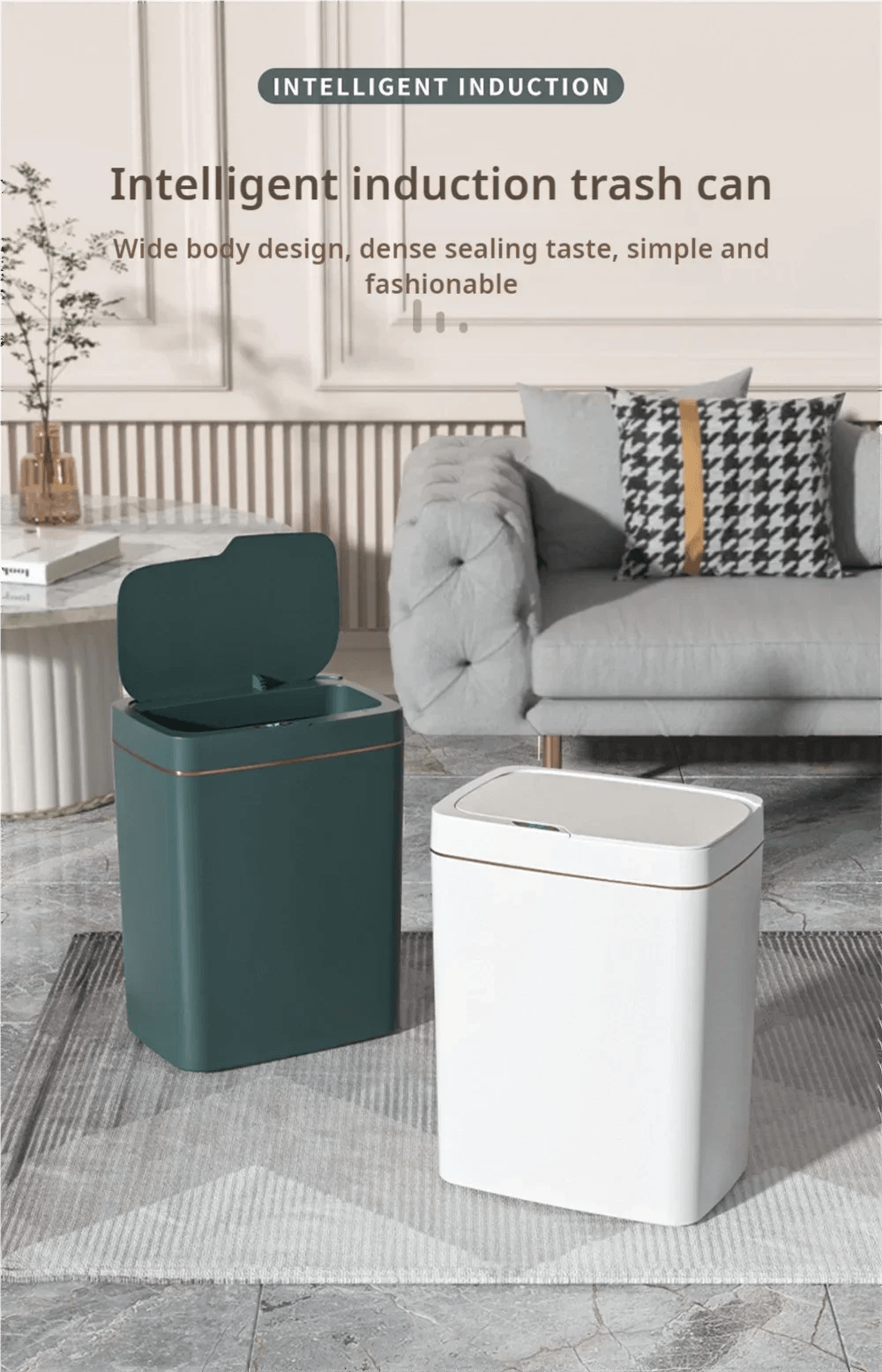 Smart Sensor Trash Can - 15L Automatic Non-Contact White Bathroom Bin