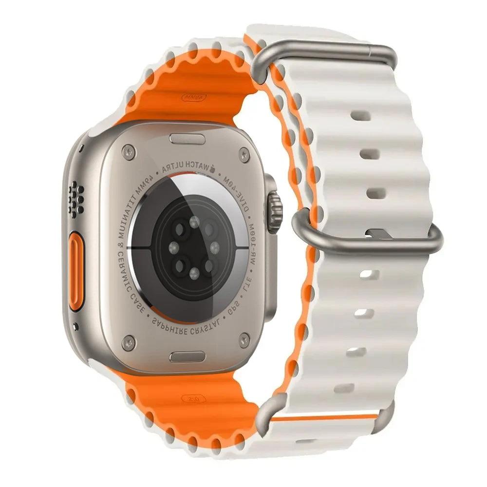 Ocean Band for Apple Watch - Silicone Sport Strap for 40mm to 49mm Series 5-10