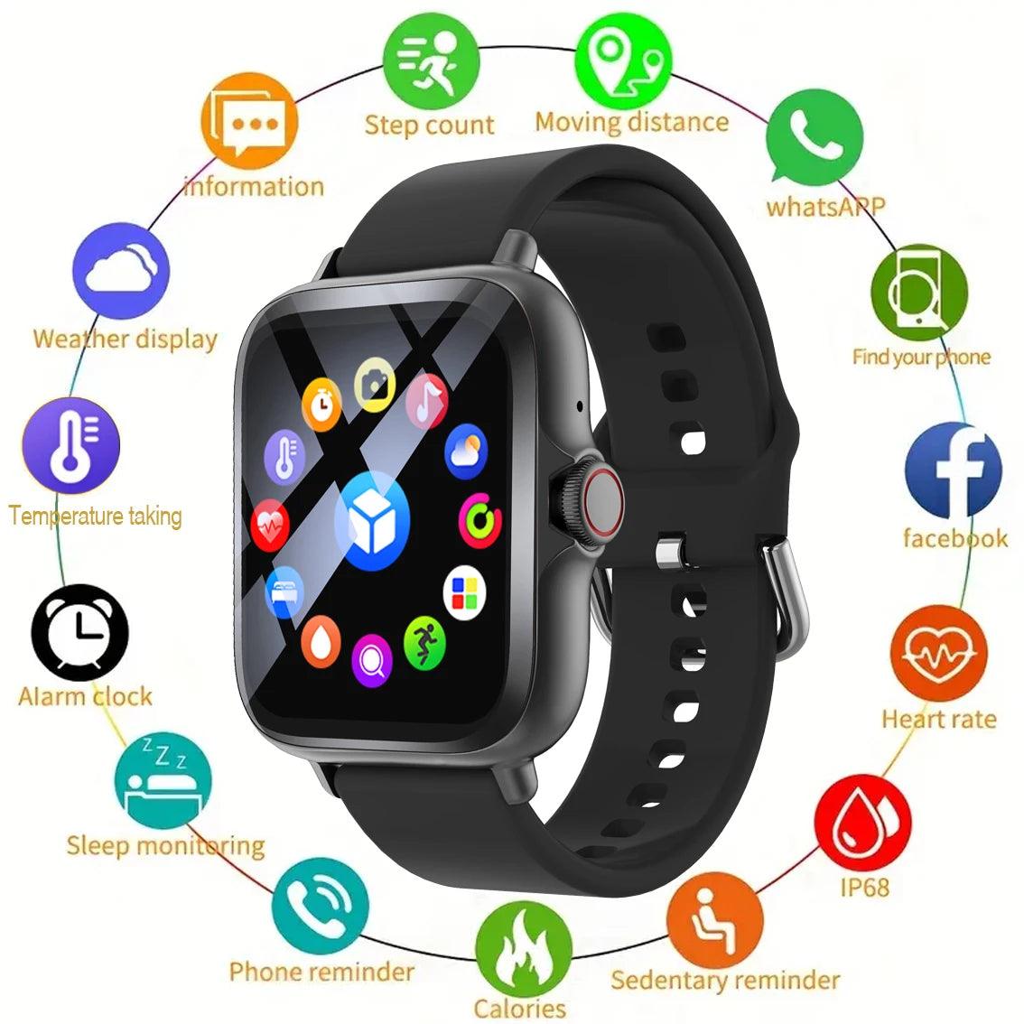 Smart Watch - Full Touch Screen with Call Message Sleep Monitor and Pedometer Features