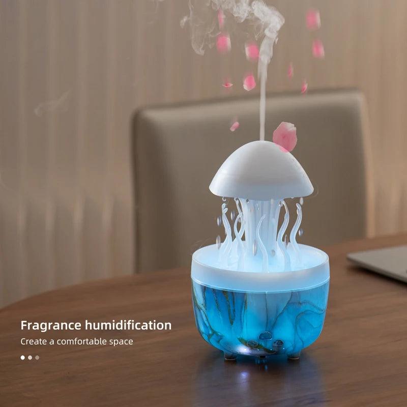 Aromatherapy Humidifier with Rotating Raindrop Light - Essential Oil Diffuser