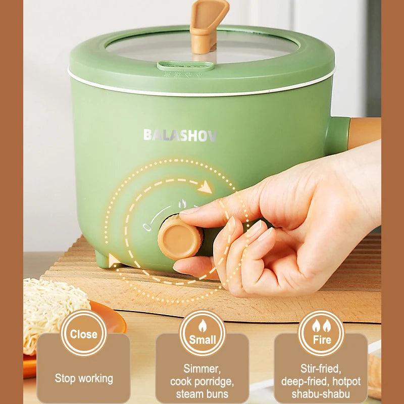 Mini Electric Rice Cooker - Portable Non-Stick Multifunction Cooking Pot for 1-2 People