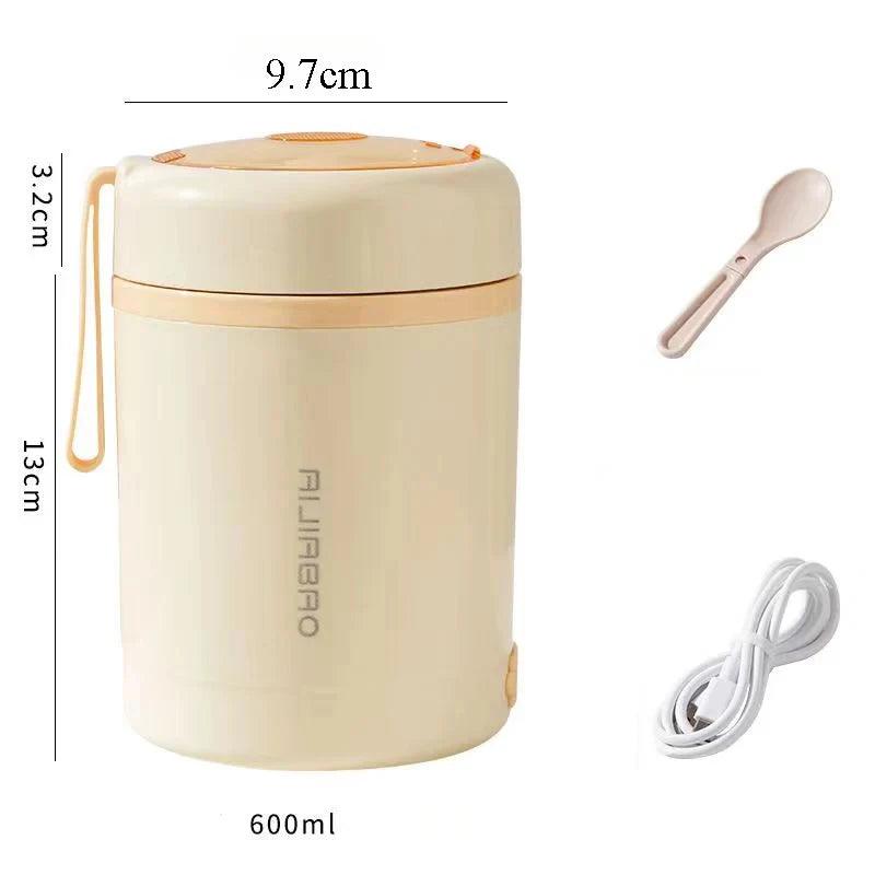 Portable Electric Food Heater - 600ML USB Stainless Steel Lunch Box Warmer 5V 12V 24V