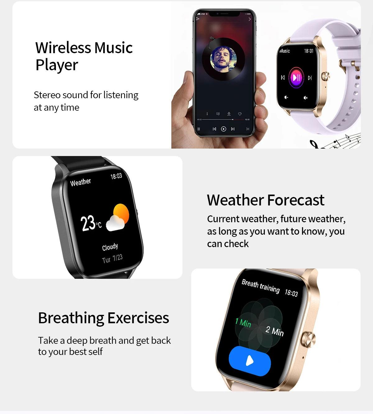 Smartwatch for Men and Women - 185 HD Display Health Monitor Bluetooth Call