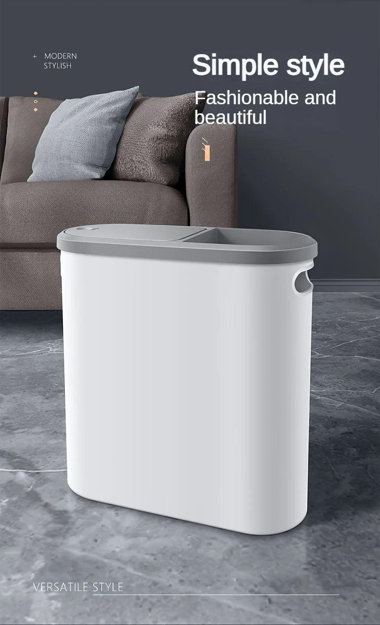 Large Capacity Silent Plastic Bathroom Garbage Bin - Space Saving Design