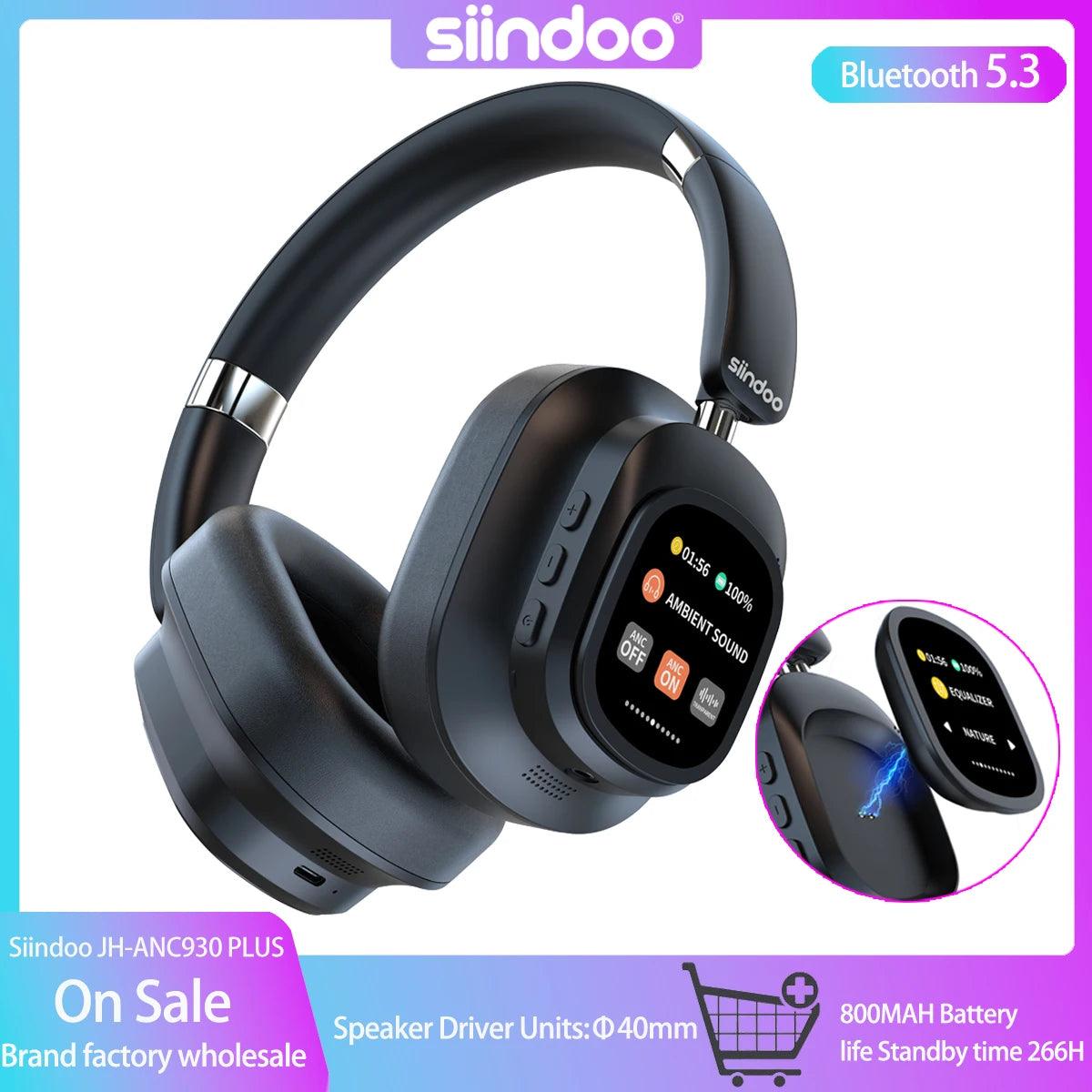 Hybrid Wireless Noise Cancelling Headphones - Touch Control with LED Screen - STOREBLITZ