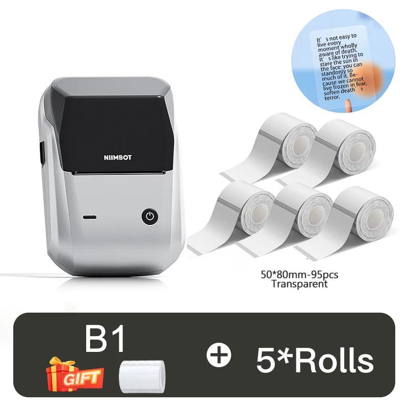 Portable Thermal Label Printer - NIIMBOT B1 Mini Bluetooth Adhesive Sticker Maker