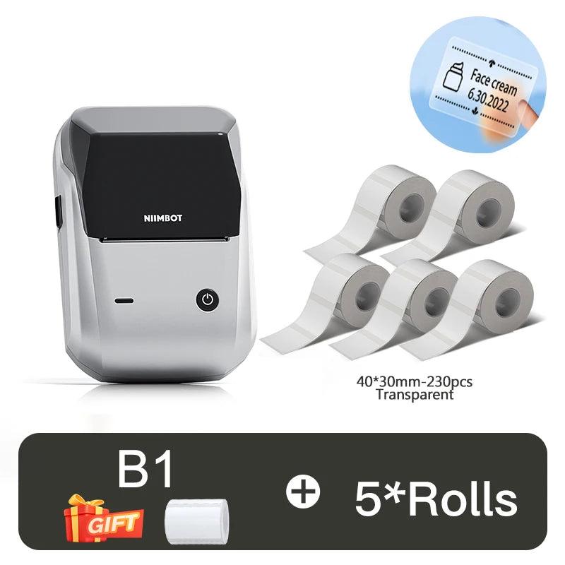 Portable Thermal Label Printer - NIIMBOT B1 Mini Bluetooth Adhesive Sticker Maker